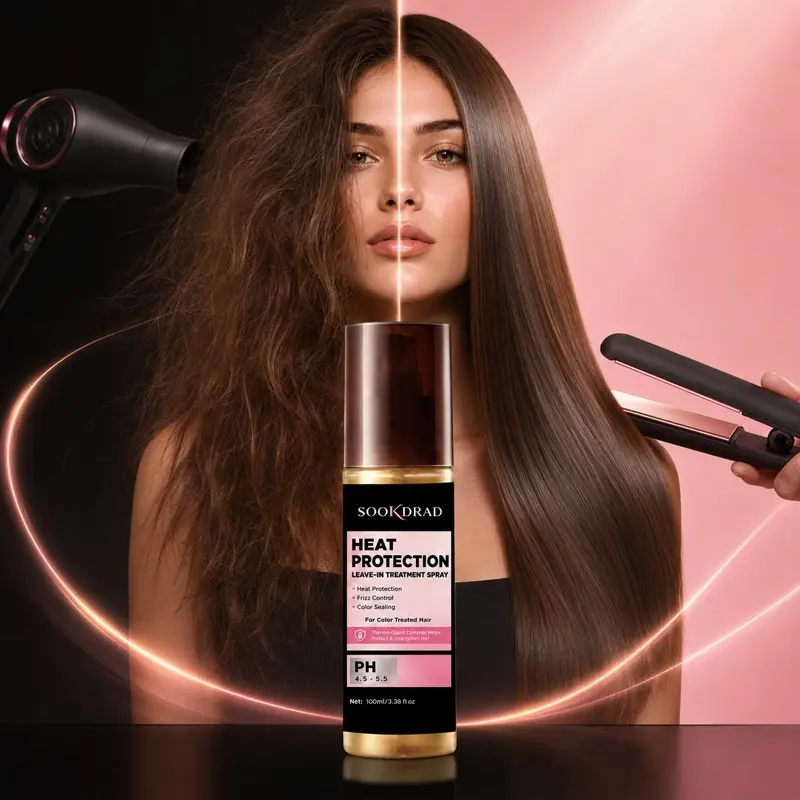 Heat Protection Leave-in Treatment Spray, Thermo-Guard Complex, heat protection, frizz control, color sealing, hair, for color treated hair, ph 4.5 -5.5, heat styling, 100ml/3.38 fl oz