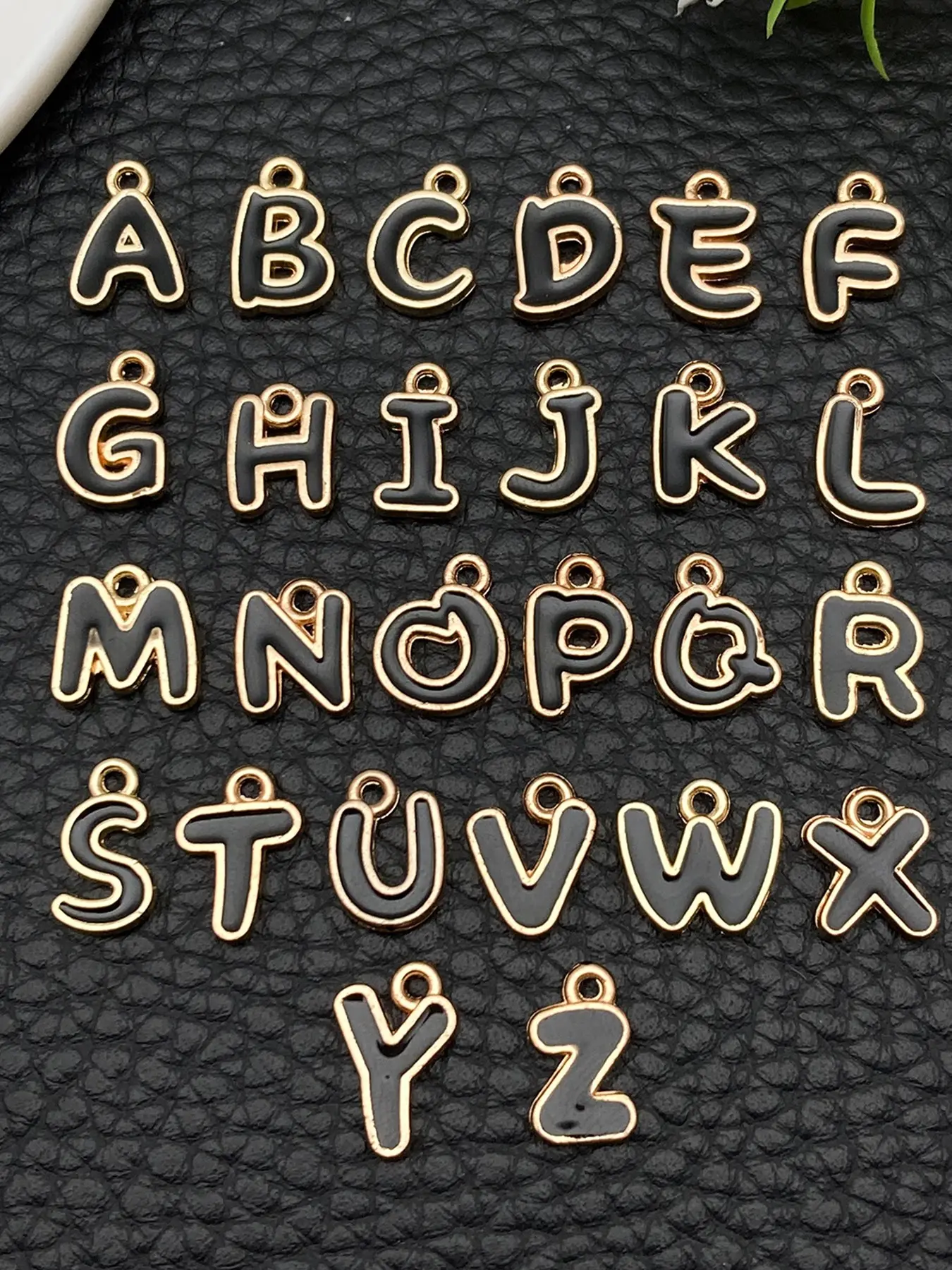26pcs Black Letter Charms Bulk Alphabet Shape Charm Lowercase Alloy Enamel English Initial Charms for Jewelry Making Charms Supplies DIY Craft Necklace Bracelet Earring Crafting