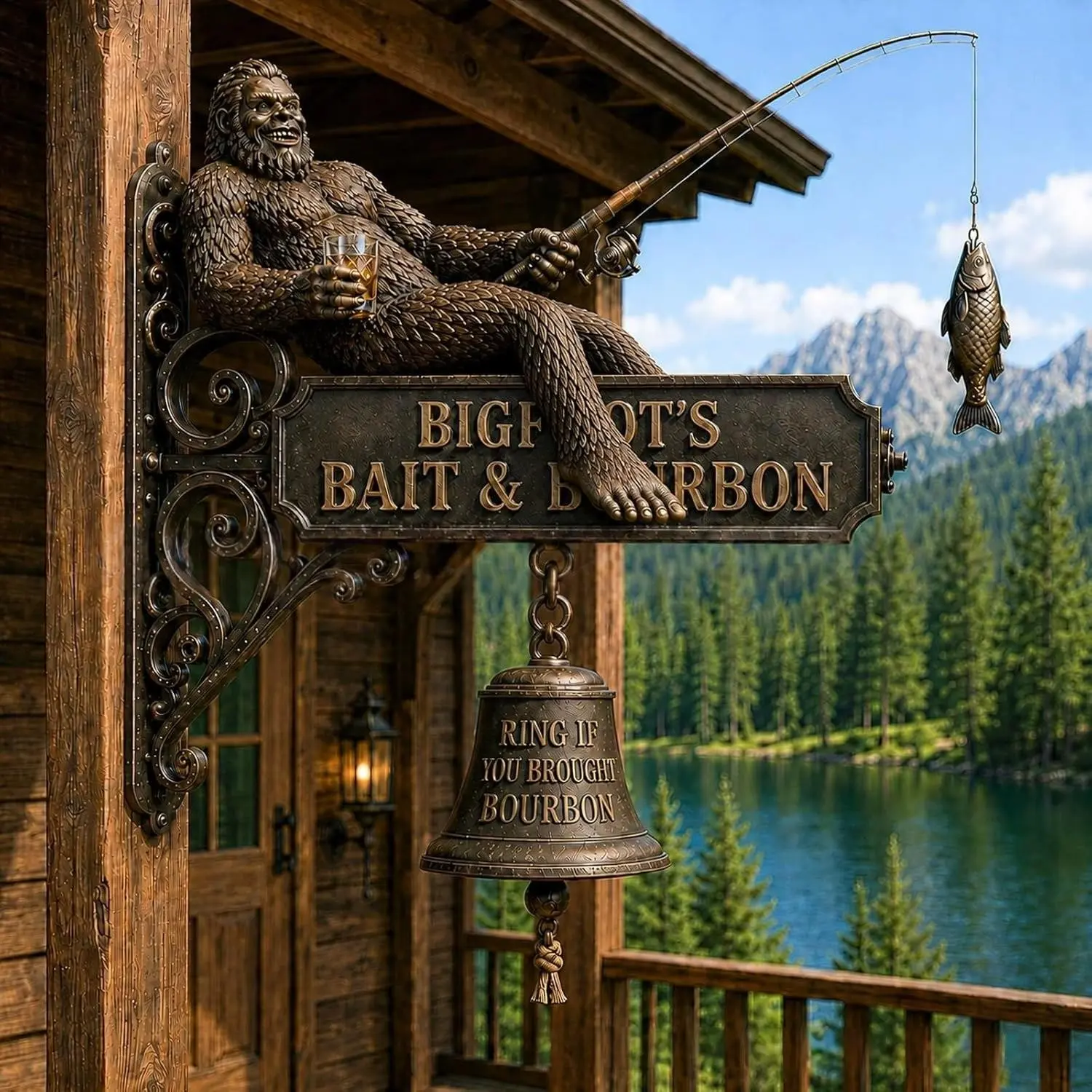 Bigfoot Wall Bell Funny Resin Decoration, Unique Hanging Ornament, Decorative Hanging Piece, Perfect for Home Decor, Durable and Stylish Design