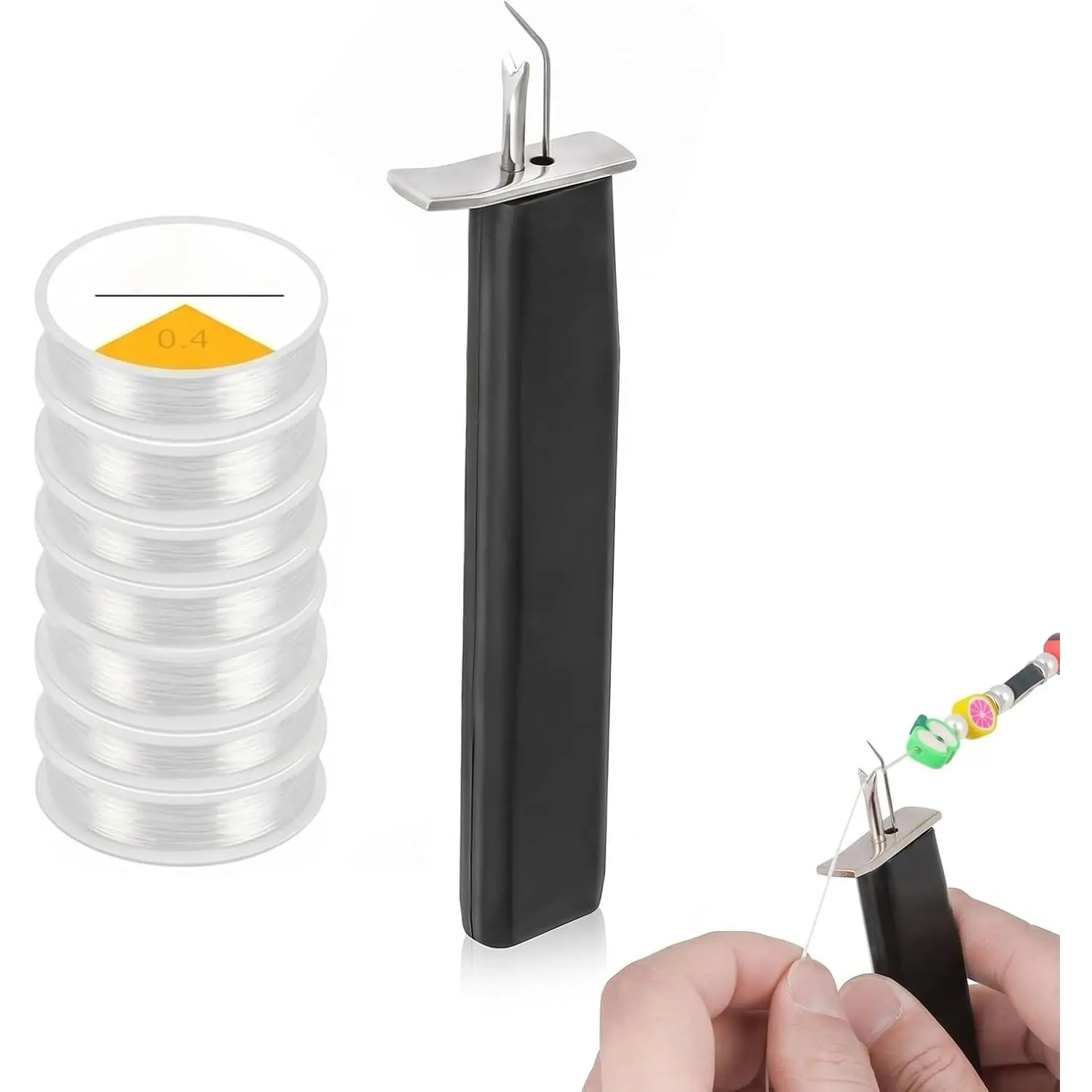 Beading Knotting Tool (1 Count with Thread) - Plastic-Metal Compact Functional Tool for DIY Projects, Beading Crafts, Necklace Bracelet Anklet Making Supplies