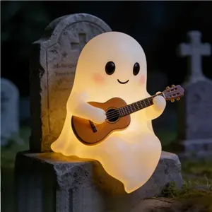 Halloween Ghost Guitar Reading Night Light for Adults 18+ – Cute Ghost LED Desk Lamp for Bedroom, Study & Home Decor, Festive Party Layout & Holiday Gift for Halloween Lovers, Cozy Spooky Vibe