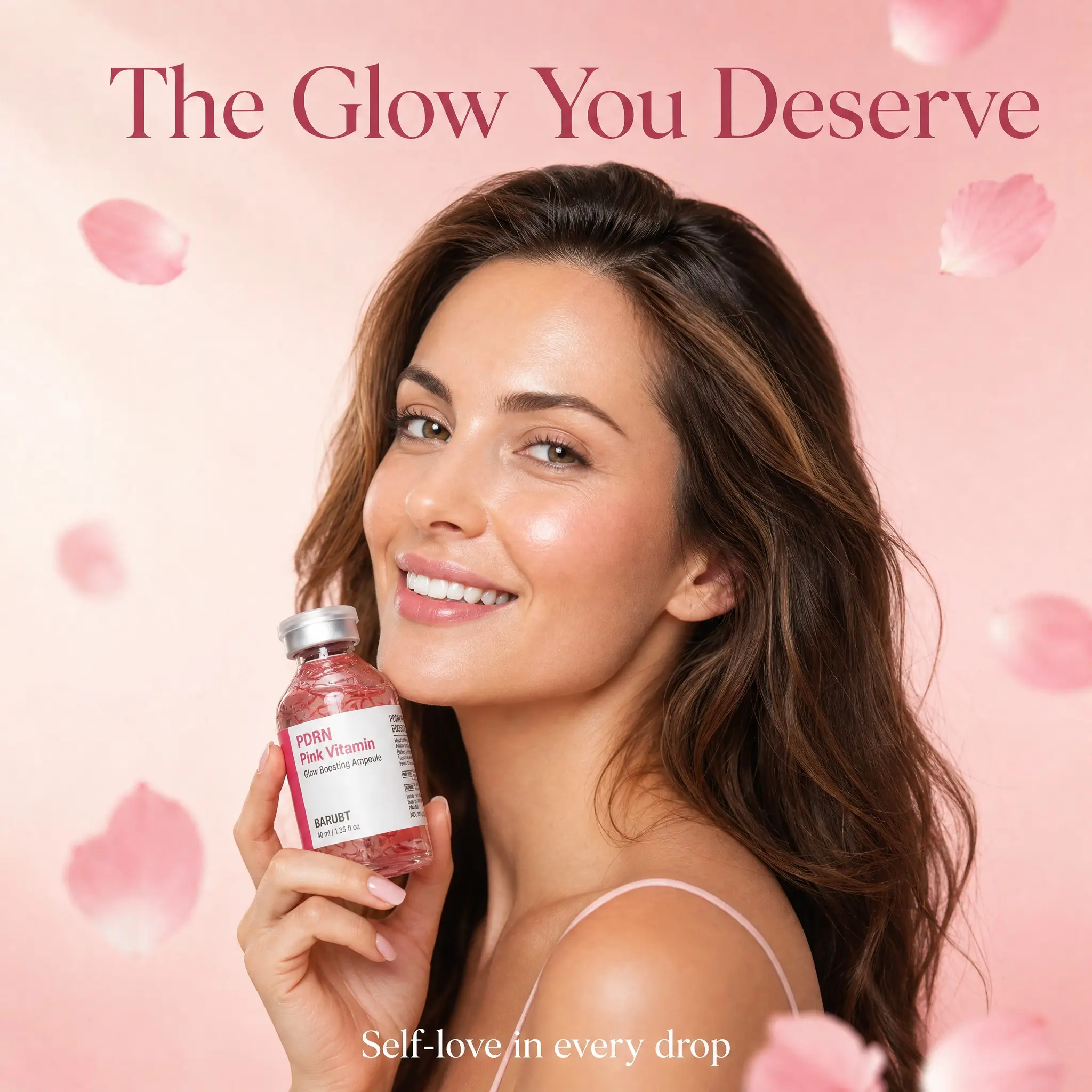 BARUBT PDRN Pink Vitamin Glow Boosting Ampoule, Salmon DNA PDRN Repair Serum With Vitamin B12, Hydrating Brightening Skin Repair Facial Essence 40ml#PDRNAmpoule #SalmonDNASerum #VitaminB12Serum #GlowBoostingSerum #SkinRepairEssence #KBeautyAmpoule