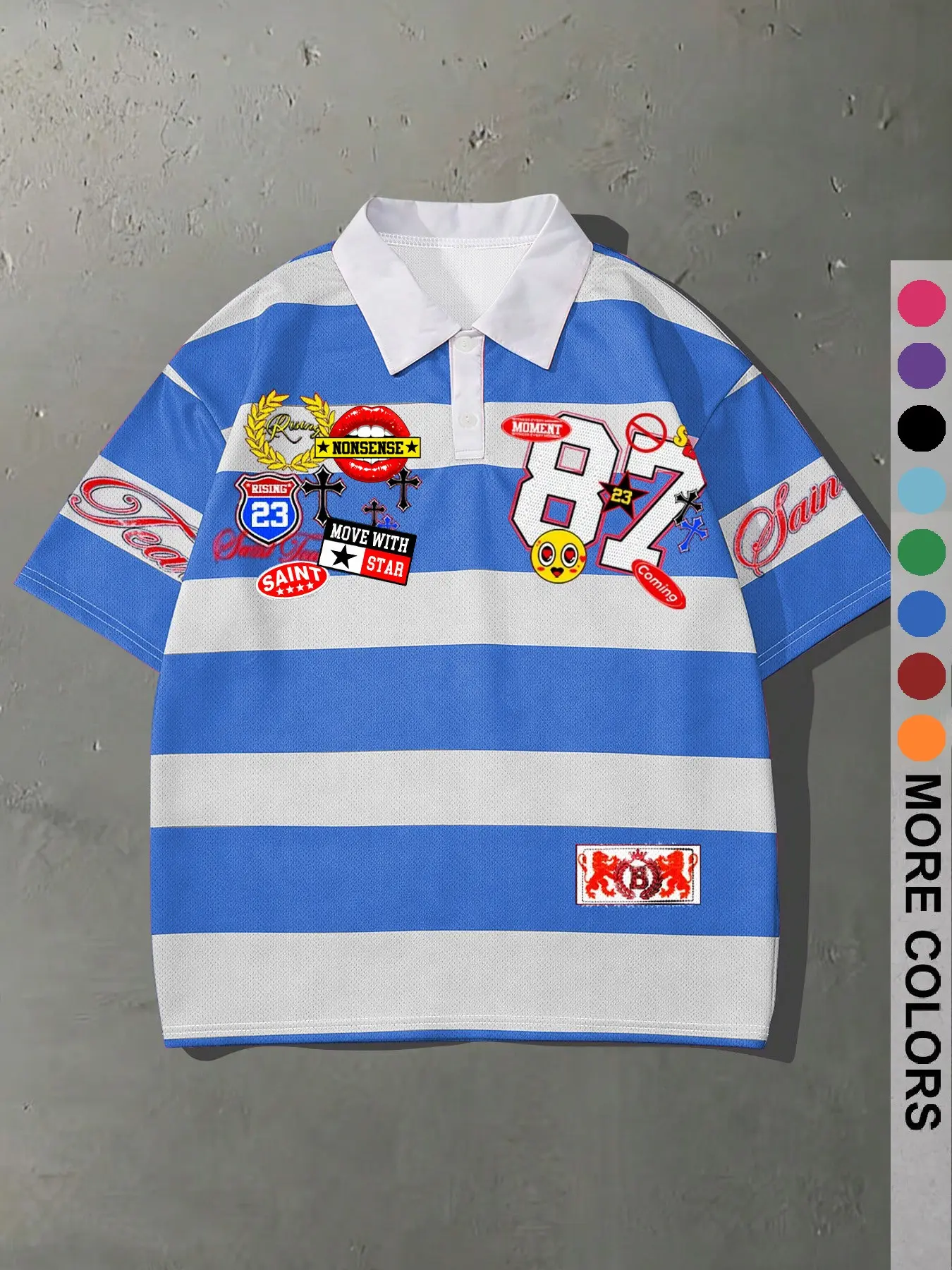 Unisex American Vintage Striped Oversized Athletic Polo Shirt | Breathable Mesh Short Sleeve Casual Streetwear | Loose Fit Sporty Summer Top for Men & Women