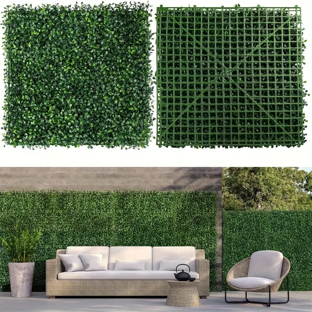 12-Piece Natural-Look Rectangular Simulated Grass Wall Panels (40in x 30in) - UV-Resistant, Indoor/Outdoor Green Backdrops, Garden Fencing Decor Accents