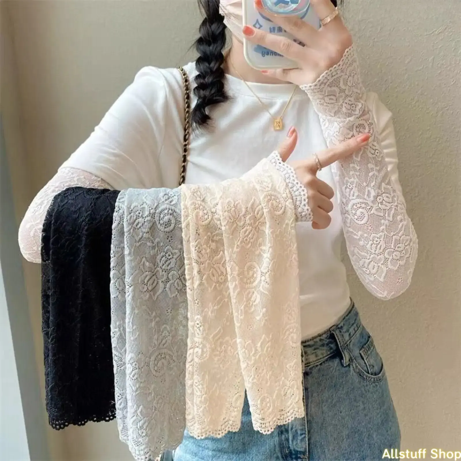 4pcs Women's Textured Lace Sleeves, Decorative Long Driving Guards for Summer Sun Protection and Cooling, 4Pcs Lace Sleeves, Decorative Sleeves tiktokshopbacktoschool