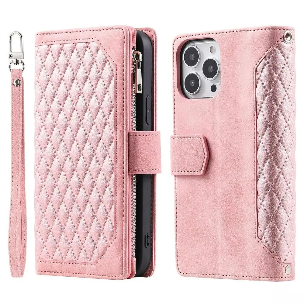 2026 New Luxury Foldable PU Leather Cellphone Wallet Case, Magnetic Zipper Cover with Card Holder, Durable Shockproof Full Protector for iPhone Series, Bag Accessories, Full Coverage, Smartphone, Casing, Tpu