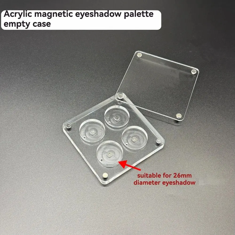 4-Grid Acrylic Magnetic Eyeshadow Palette Storage, Cosmetics Organizer, Fits 26mm Diameter, Detachable & Stackable, Self-Assembly Makeup Tool