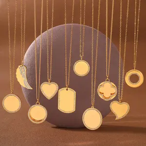 NMDIY Engraved Personalized Stainless Steel Necklace Unisex Vacuum Electroplated 18K Gold Titanium Steel Pendant