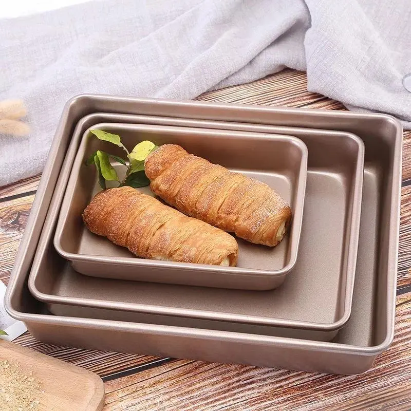 Rectangle Carbon Steel Cake Baking Tray Non-Stick Chocolate Bread Mold DIY Pastry Deep Pans Dish Kitchen Oven Bakeware Tools