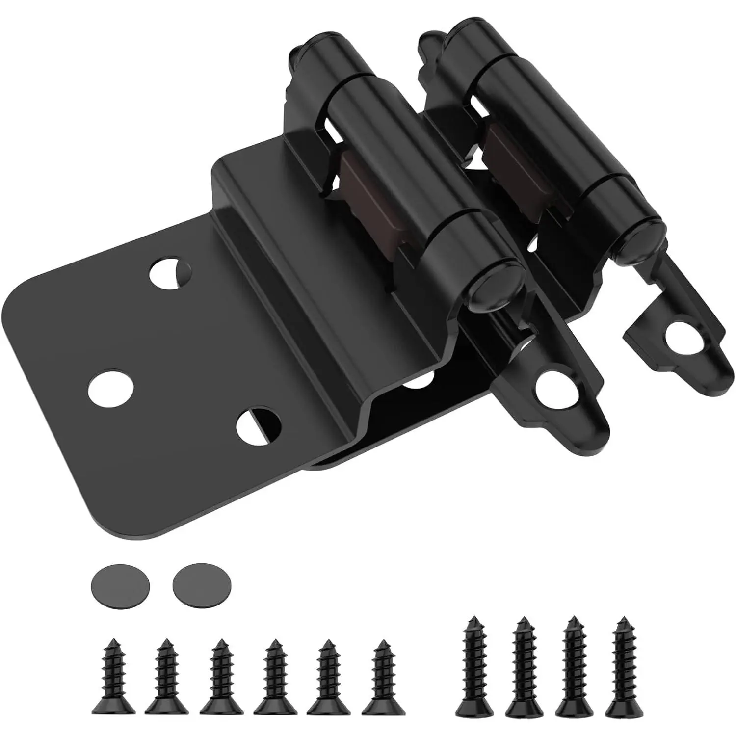 3/8 Inch Inset Cabinet Hinges, 25 Pairs(50 Pack) Self Closing Flush Face Mount Hinges with Door Bumper, Variable Decorative Hardware for Bathroom, Furniture, Kitchen Cabinet Doors, Matte Black