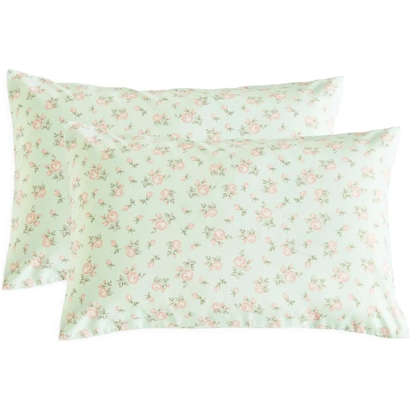 - Floral Pillow Cases,  Cottagecore Aesthetic Flower Shabby Chic Rose , Set of 2 Soft Pillowcases Pillow Shams Covers, Green Pk, Standard Size 20x26 ches