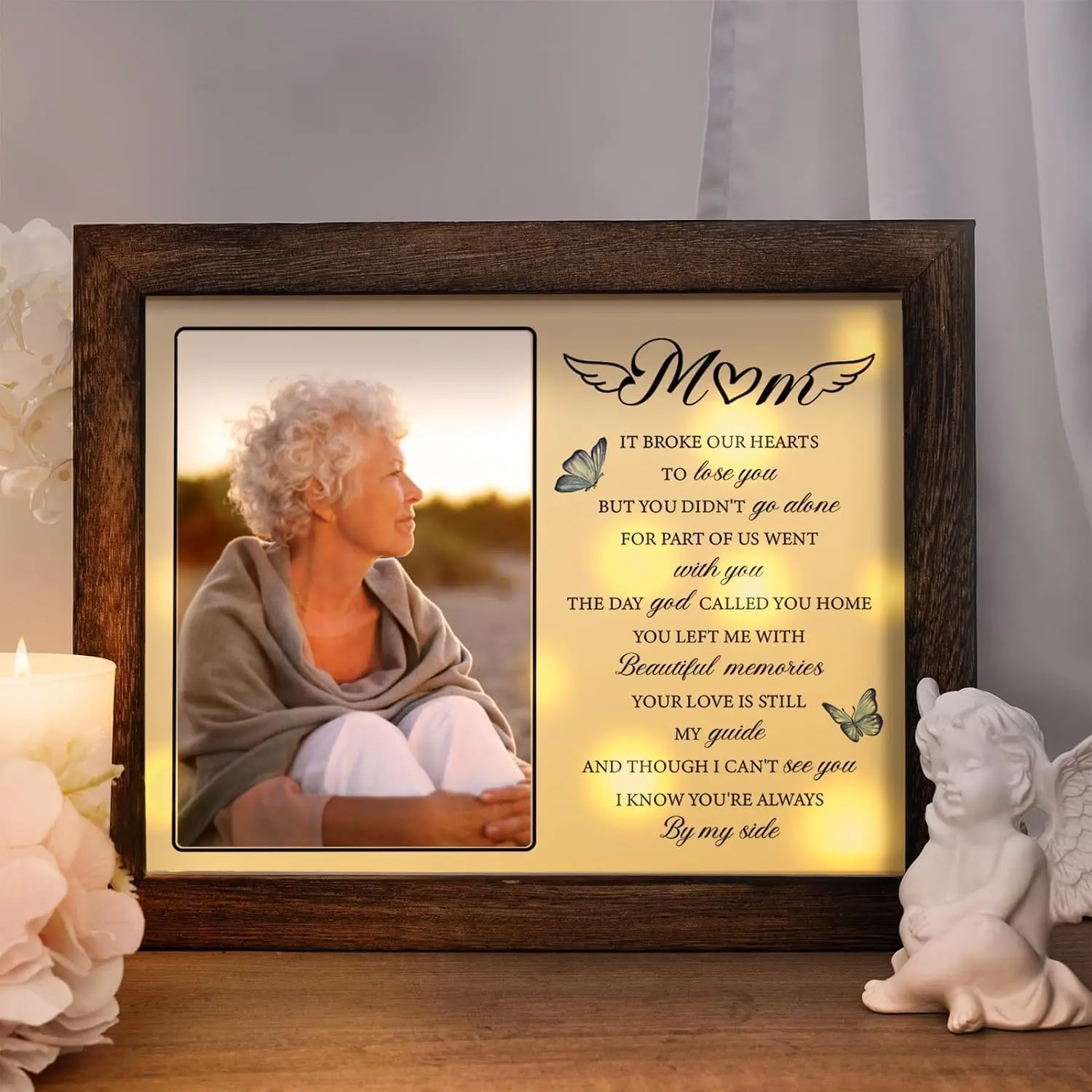 Memorial Gifts for Loss of Mom, Sympathy Picture Frame,Sympathy Gifts for Loss of Mother,Bereavement Remembrance Funeral Condolence Grief Gift,Shadow Boxes Fits 4x6 in Photo
