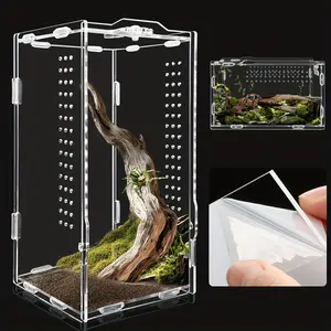 [Acrylic Terrarium] Acrylic Dual Size Terrarium Enclosure |   4 X 4 X 8 Inches And 8 X 8 X 16 Inches for Jumping Spider, Tarantula, Reptile, Praying Mantis, and Insect Micro Habitat
