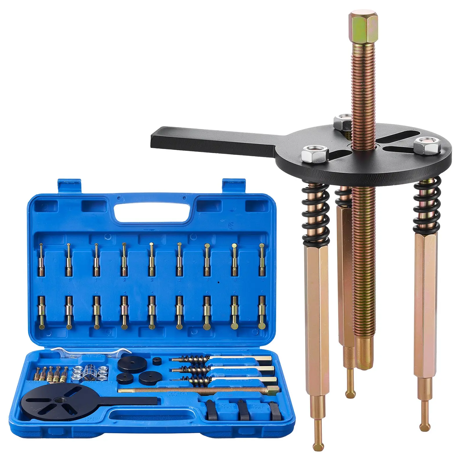 VEVOR Heavy Duty 36-in-1 Bearing Puller Set, 36 PCS 3-Jaw Hook Tool for Internal, External & Shaft-Less Bearings, Multifunctional Removal Kit with Portable Storage Case