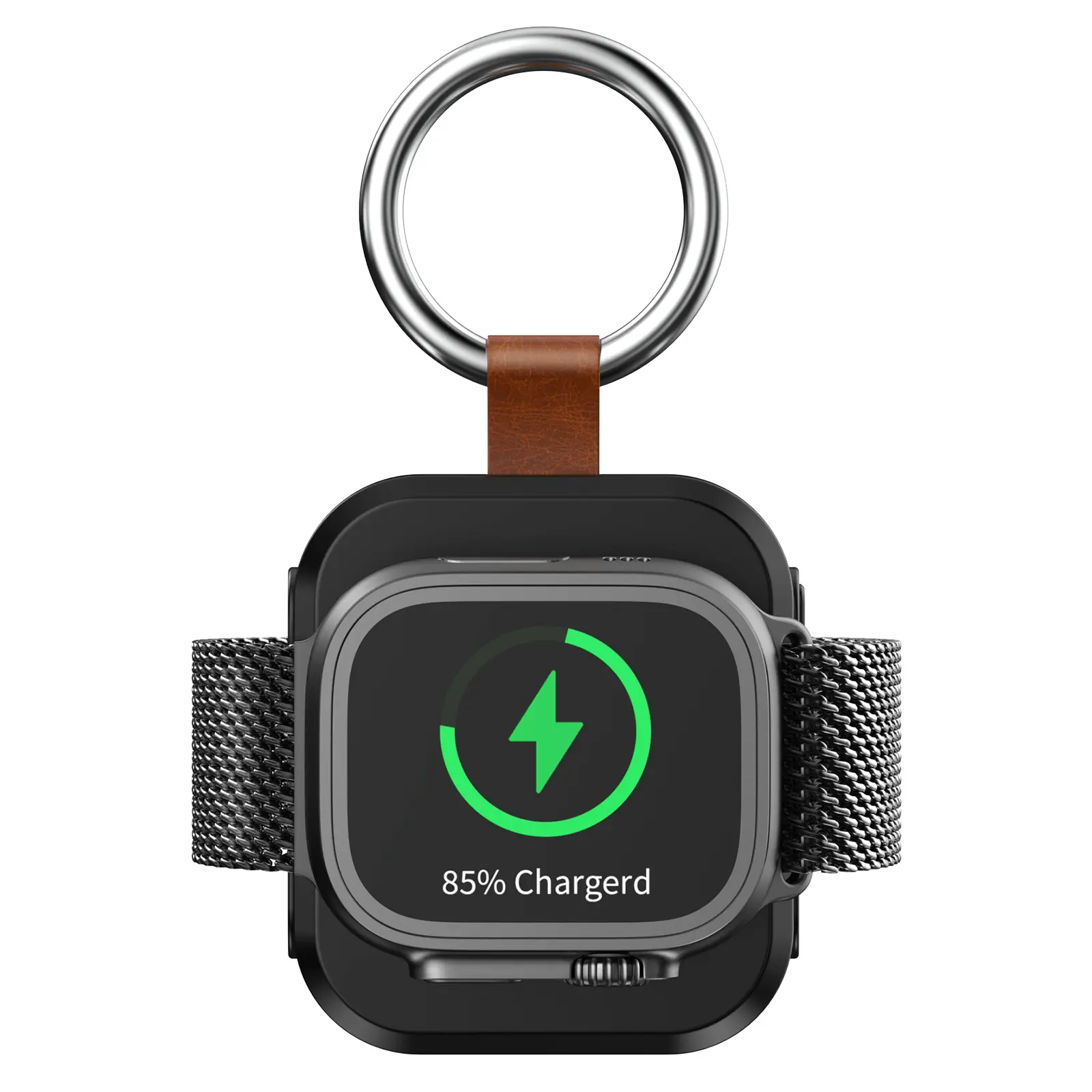 HX-10 PG Portable Charger for iWatch,Wireless Magnetic iWatch Charger 1200mAh  Travel Keychain Accessories Smart Chargers for iWatch Series 11/10/9/8/7/6/SE/5/4/3/2/1/UItra/UItra 2 Chargeable Wearable