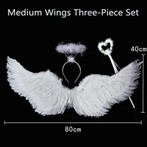 Halloween Angel Wings for Kids and Adults, Feathered Stage Props, Halloween Costume Accessories, Festive Performance Gear