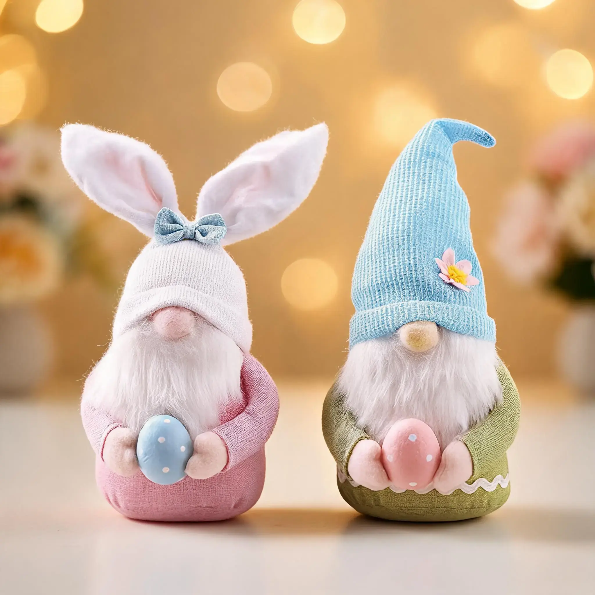 Easter Gnome Bunny with Egg, 2 Counts Handmade Gnome Faceless Plush Doll, Bunny Gnomes Ornaments, Indoor Spring Decor, Easter Decorations Ornaments