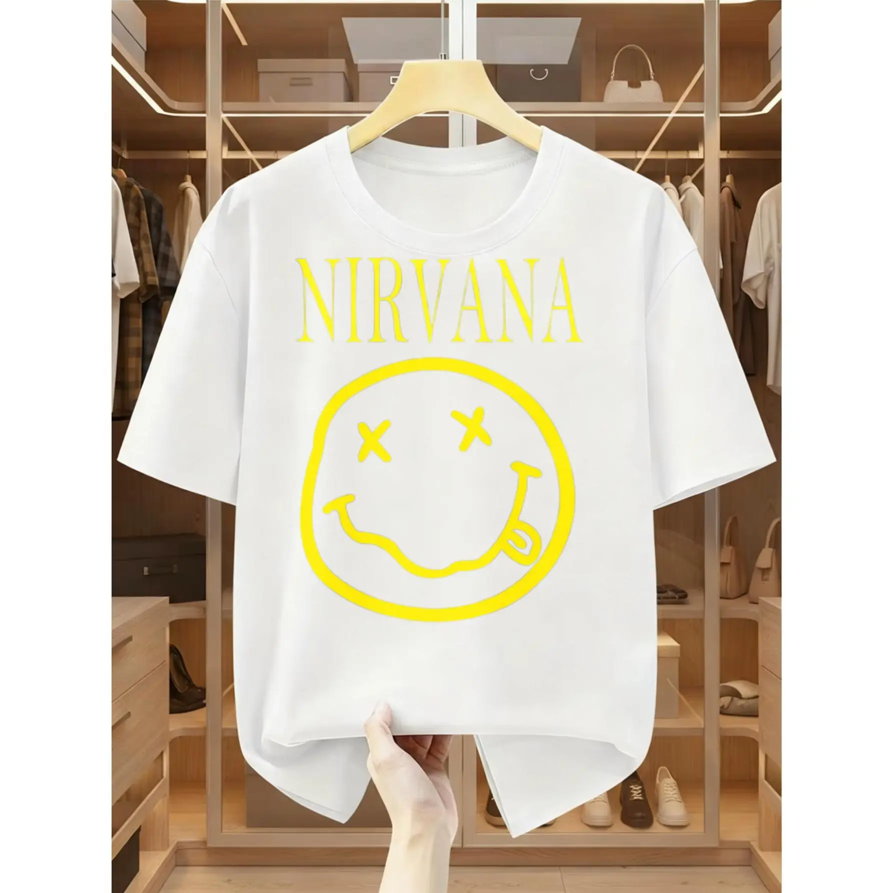 Casual, Men's T-Shirt, Nirvana Smiley Logo, Summer Wear, Gift For Music Lovers