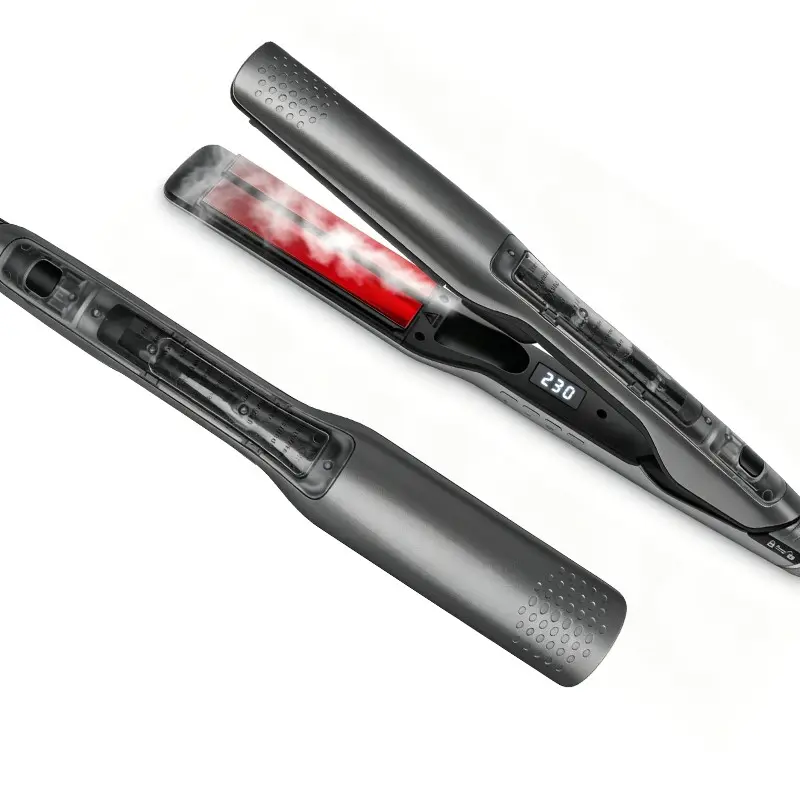1 Steam Silk Hair Straightener, Hydro-Infusion Tech, 15ml Detachable Water Tank, 4 Temp (210°F-445°F), 60 Min Auto Shut-Off, 2-in-1 Straight & Curl, Insulated Shell, Adjustable, Deep Moisture, Less Damage, negative ion