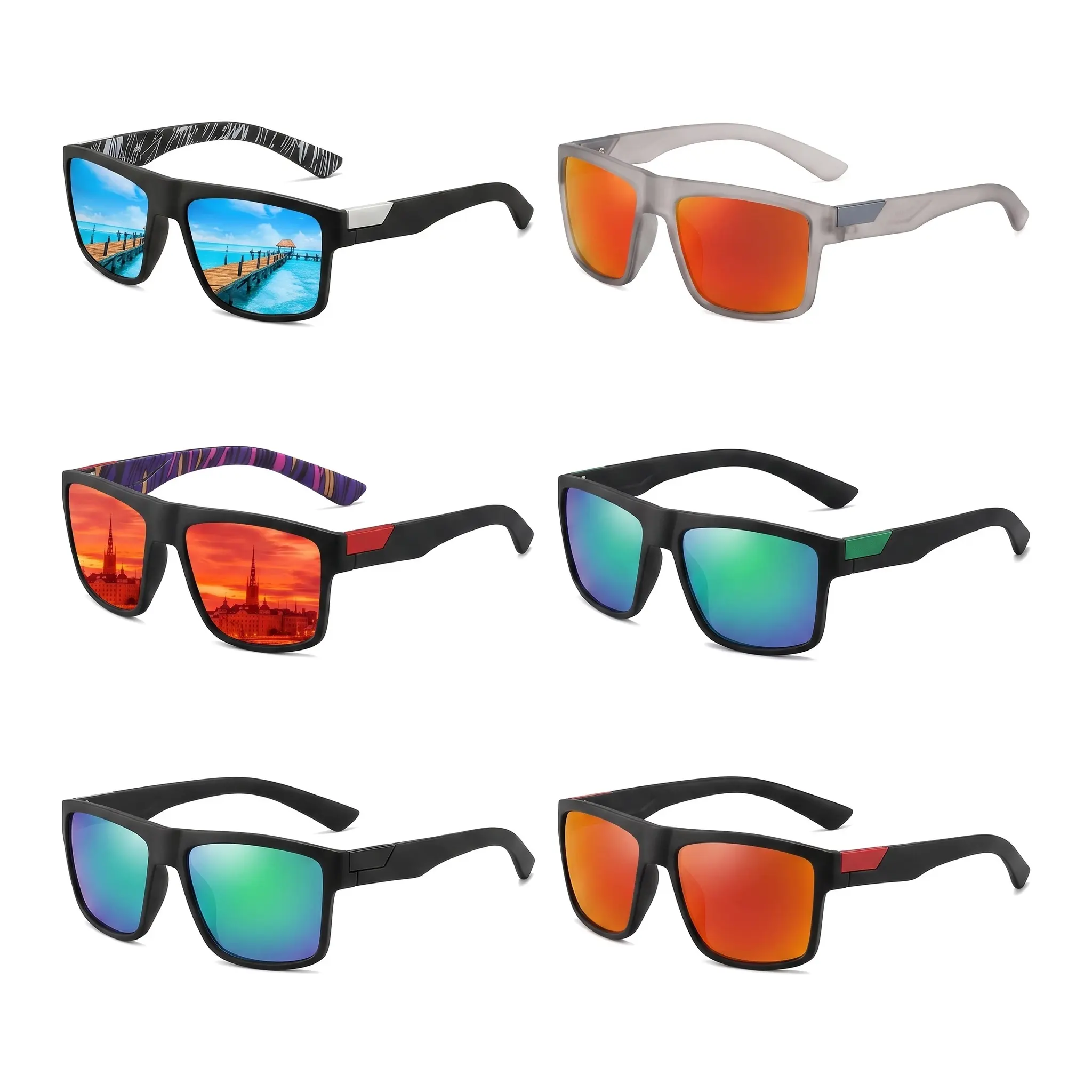 Polarized UV400 Cycling Driving Travel Men's Square Sunglasses TAC Lenses PC Frame Stylish Outdoor Sports Glasses Prescription Ready