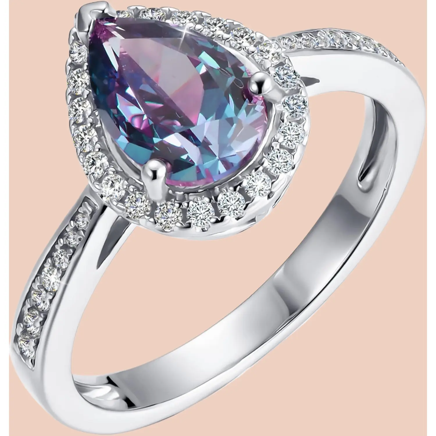 Womens Lab Created Color Change Alexandrite Ring 925 Sterling Silver June Birthstone Multi Shape Halo Three Stone Vintage Engagement Cocktail