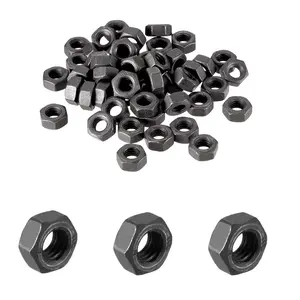 100 count M6-1mm Hex Nuts, Carbon Steel, Black Oxide, M6 x 1.00mm Hex Drive, Grade 8.8, Metric, Right Hand, 10mm/0.4" Width, 5mm/0.2" Height,  Nut with Plastic Case