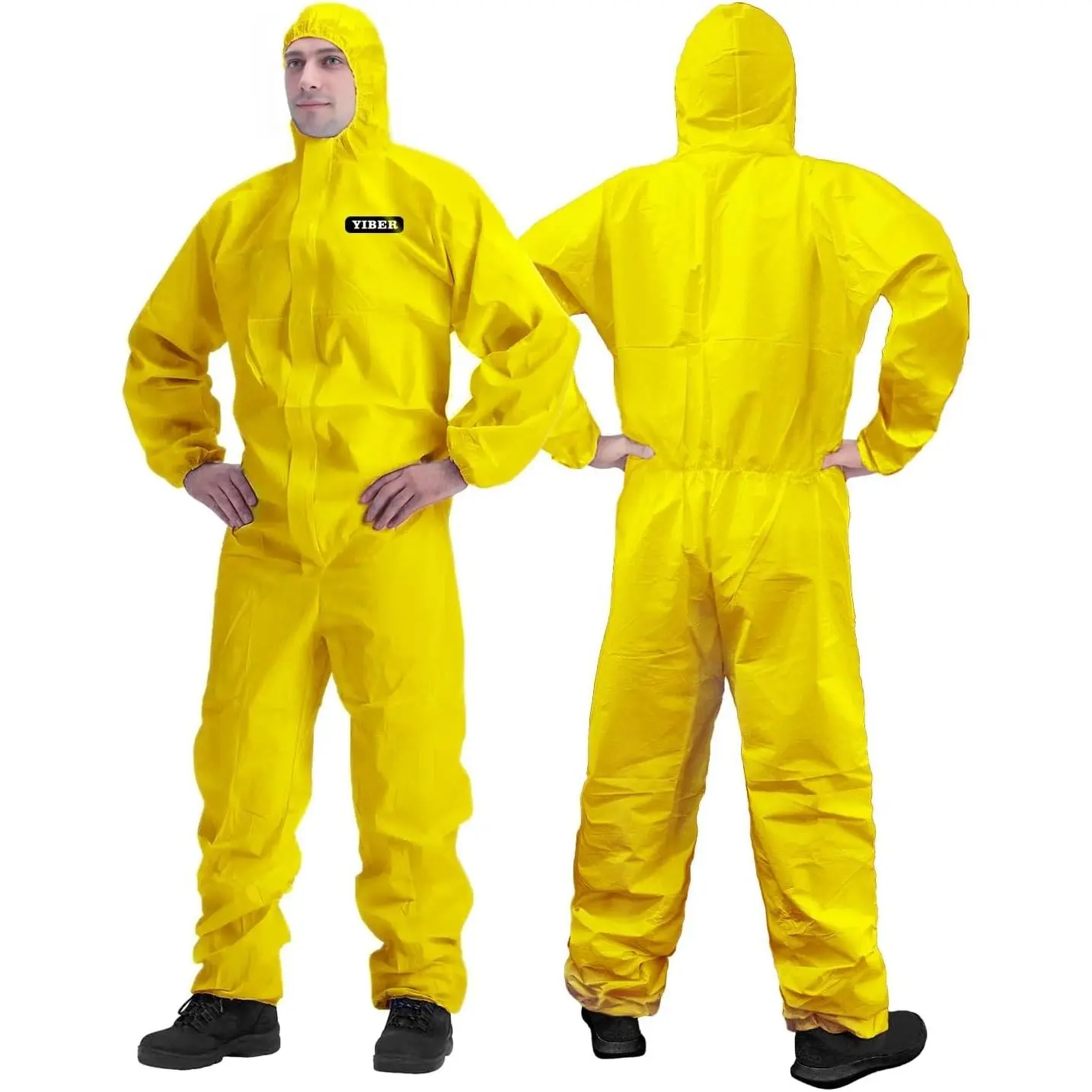 Hazmat Suit Disposable Coverall | Full Body Painters Suit in 7 Sizes with Multiple Specifications for Men & Women - X-Large, Yellow, 1
