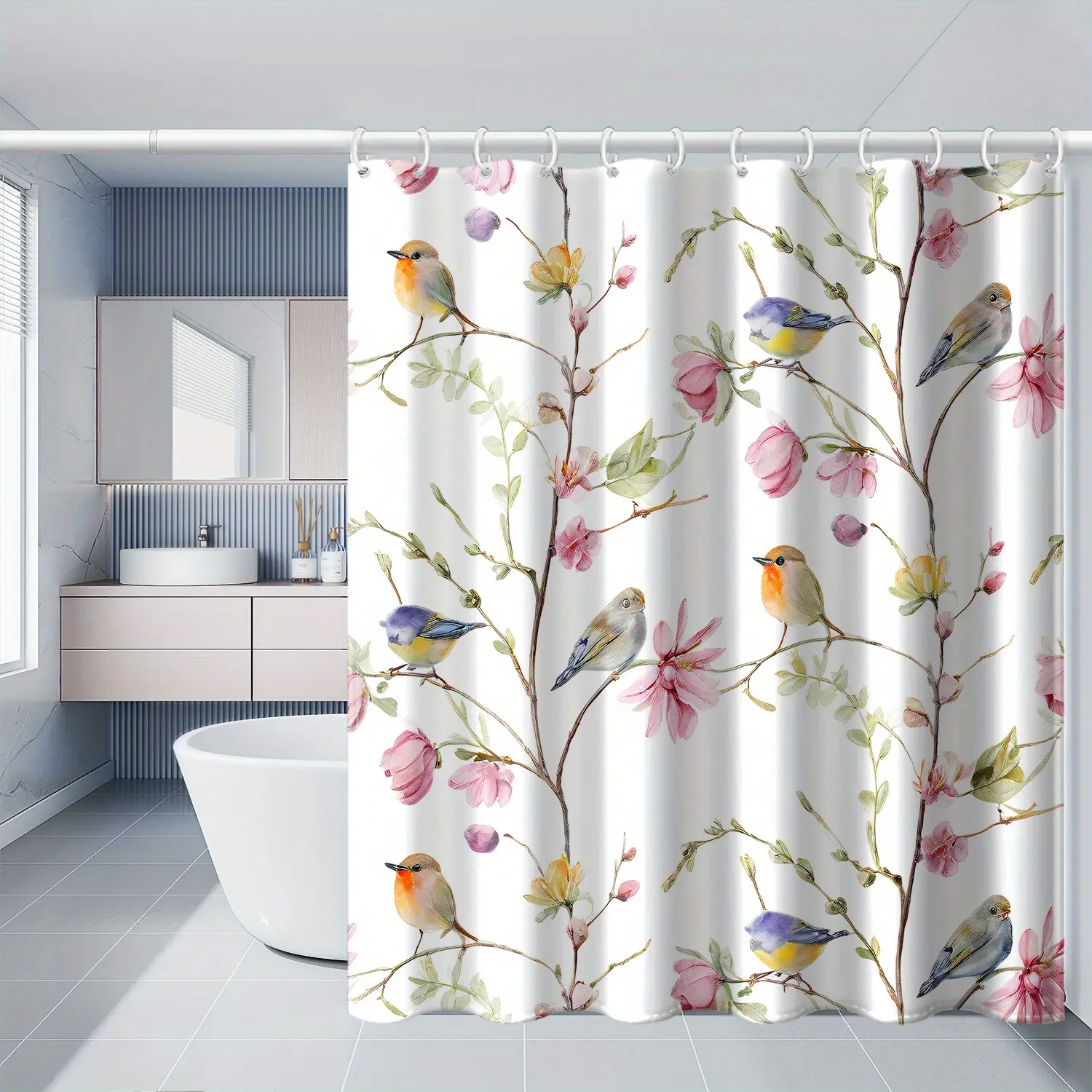1 piece of floral and bird shower , with hooks, made of fabric, suitable for and , bathtubs, , and bathroom , suitable for all , size is 71x71inch machine washable ho decorat honeyc blind ru deco luxe de curta curt ho deco premium w fall d window ntu bedr