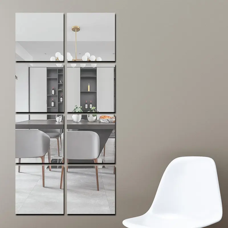 6pcs 30x30cm Adhesive Acrylic Mirrors, Flexible Plastic Mirror Sheets for Wall Stickers, 1mm Thick Frameless Small Mirrors, Home Wall Decor