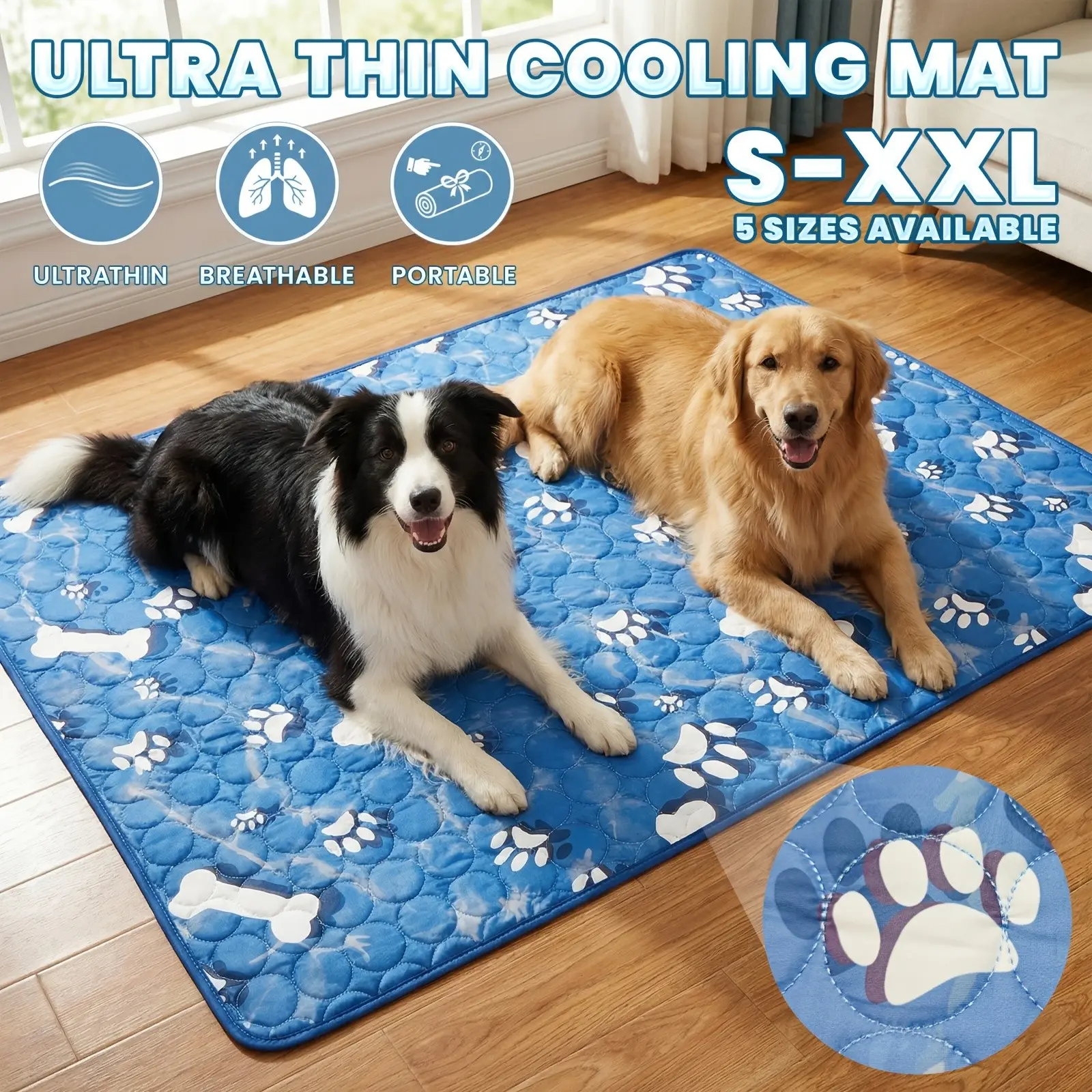 Cartoon Dog Bone-Shaped Summer Ice Cooling Mat for Pets, Breathable Mesh Pad for Cats and Dogs, Durable Polyester Fiber, Suitable for All Sizes, Home Use