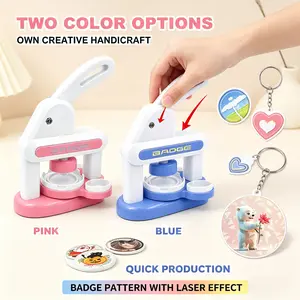 DIY Badge Maker Machine, Blue Options, Safe Durable Material, Versatile Accessories, Ideal for Badges Keychains Magnets, Compact Storage, Craft