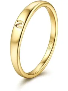 Gold Filled Initial Rings for Women 14K Gold Signet Rings Dainty Gold Ring Tarnish Free Simple Gold Vermeil Ring Non Tarnish Stackable Knuckle Rings Gold Filled Jewelry Waterproof Size 6 7 8 9 10 Fashion Stackable Rings