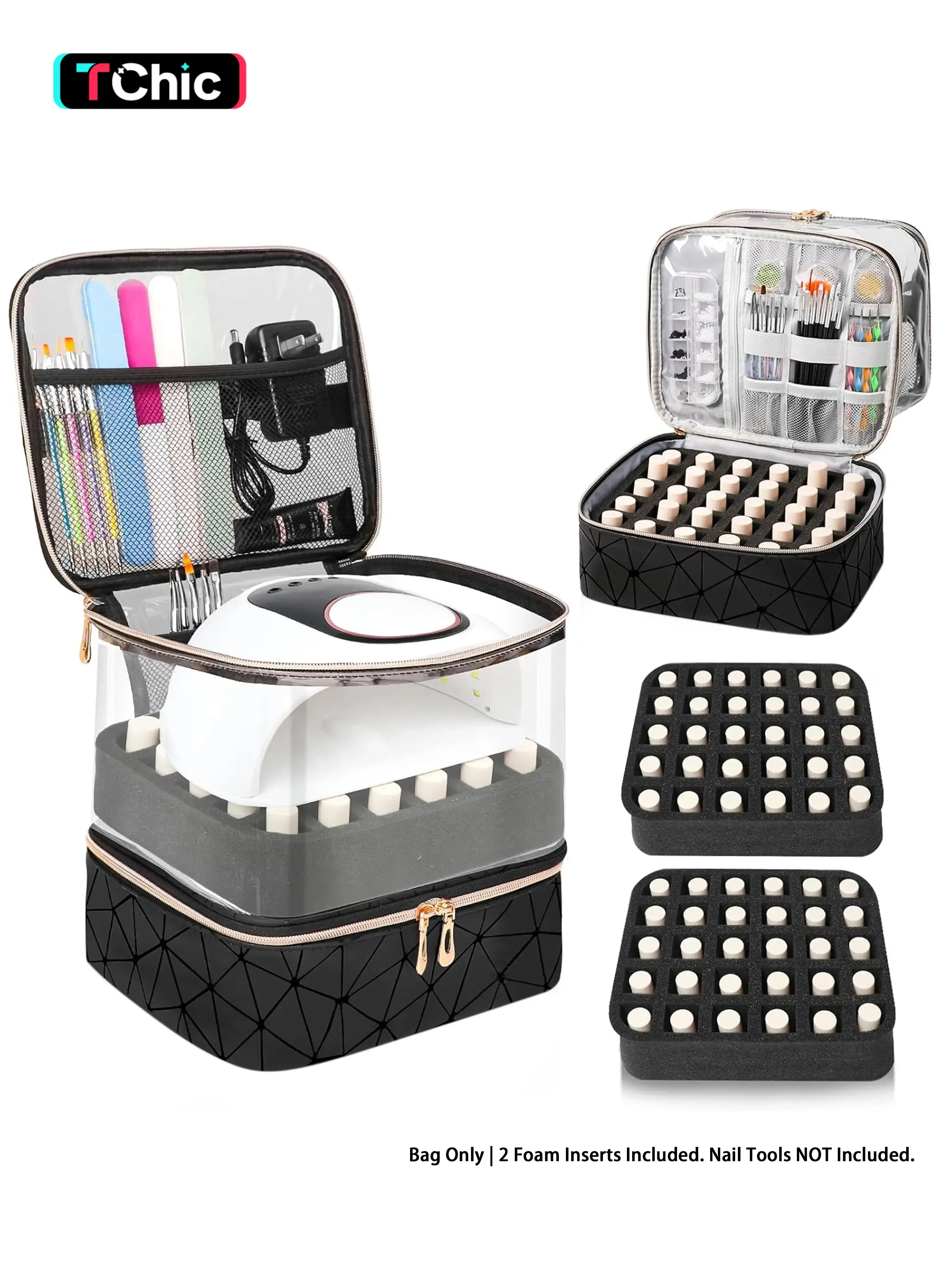 Transparent Clear Storage Nail Polish Box Holds 60 Bottles (15ML), Dual Layer Manicure Organizer, Makeup Organizer Box, Makeup Containers, Halloween Christmas Gift