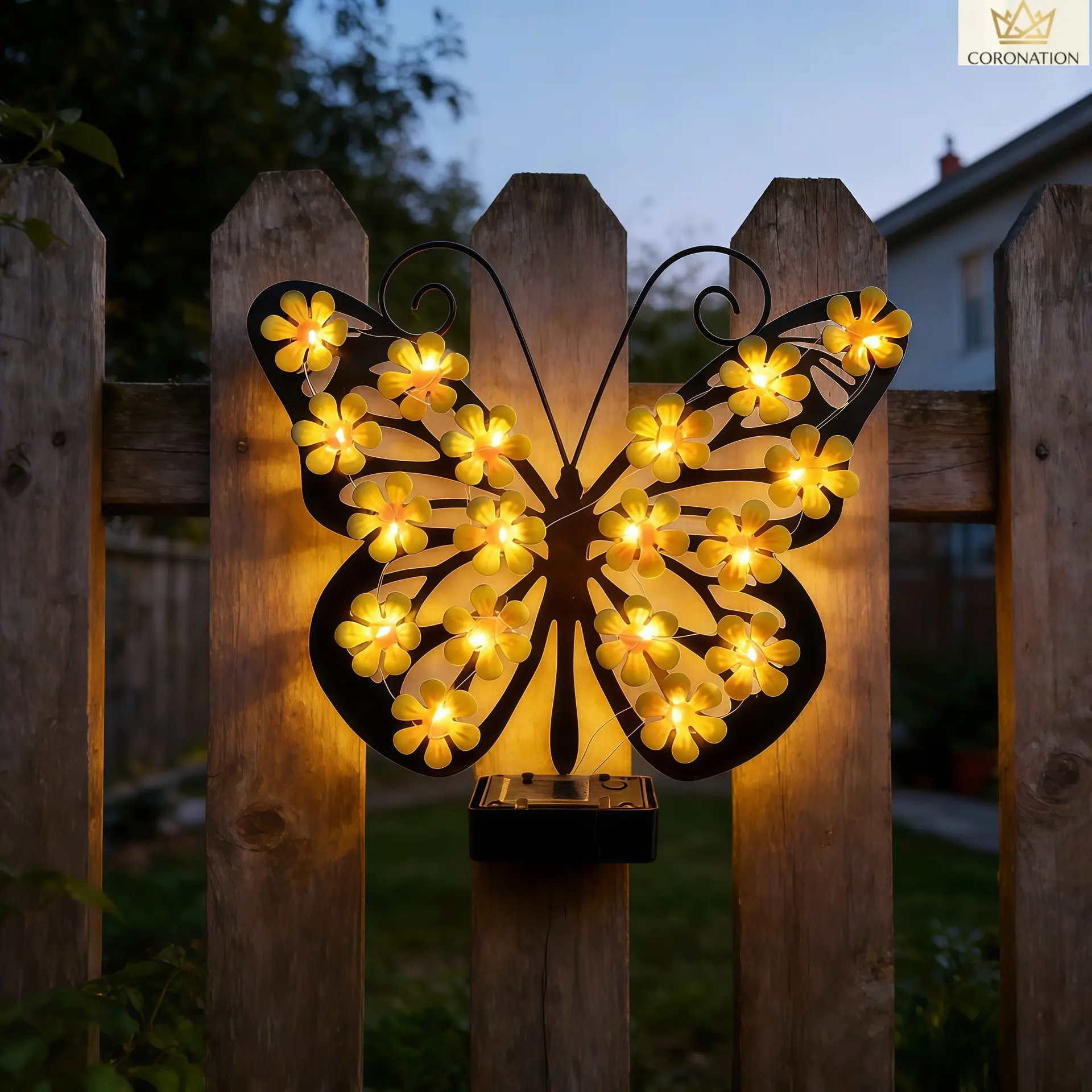 Solar Butterfly Wall Light Outdoor Decor, Aesthetic Solar Garden Lights, IP65 Waterproof LED Landscape Lamp with Auto On/Off Dusk to Dawn Sensor, Decorative Fence Patio Porch Backyard Courtyard Villa Lighting
