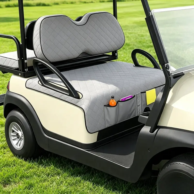 Universal Golf Cart Seat Cover with Storage Pockets - 3-Layer Quilted Insulated Seat Blanket for EZGO, Club Car, Yamaha & More, Non-Slip Bottom, Fits Most 2-Passenger Carts
