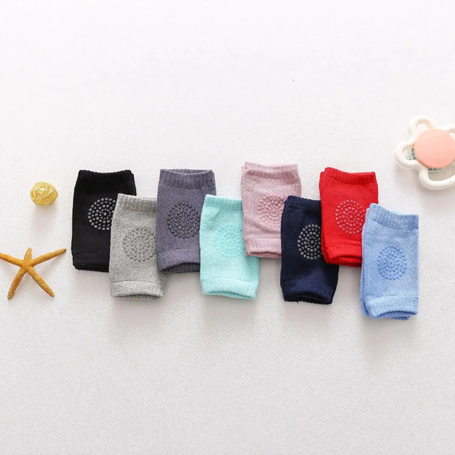 5-Pack Baby Anti-Slip Knee Pads & Knee Socks – Crawling Safety Protectors with Grips, Soft Elbow & Knee Warmers for Infant Toddler Crawling Protection