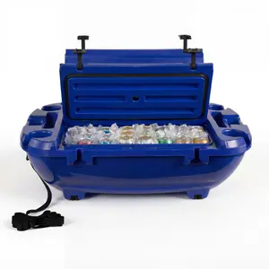 VEVOR Floating Cooler, 40 QT Floating Ice Chest with Dry Storage Tow Rope, Premium LLDPE Amphibious Drink Cooler for Water Land, Smooth Stable Cruiser on Lake, River, Pool, Beach, Kayak, Deep Blue