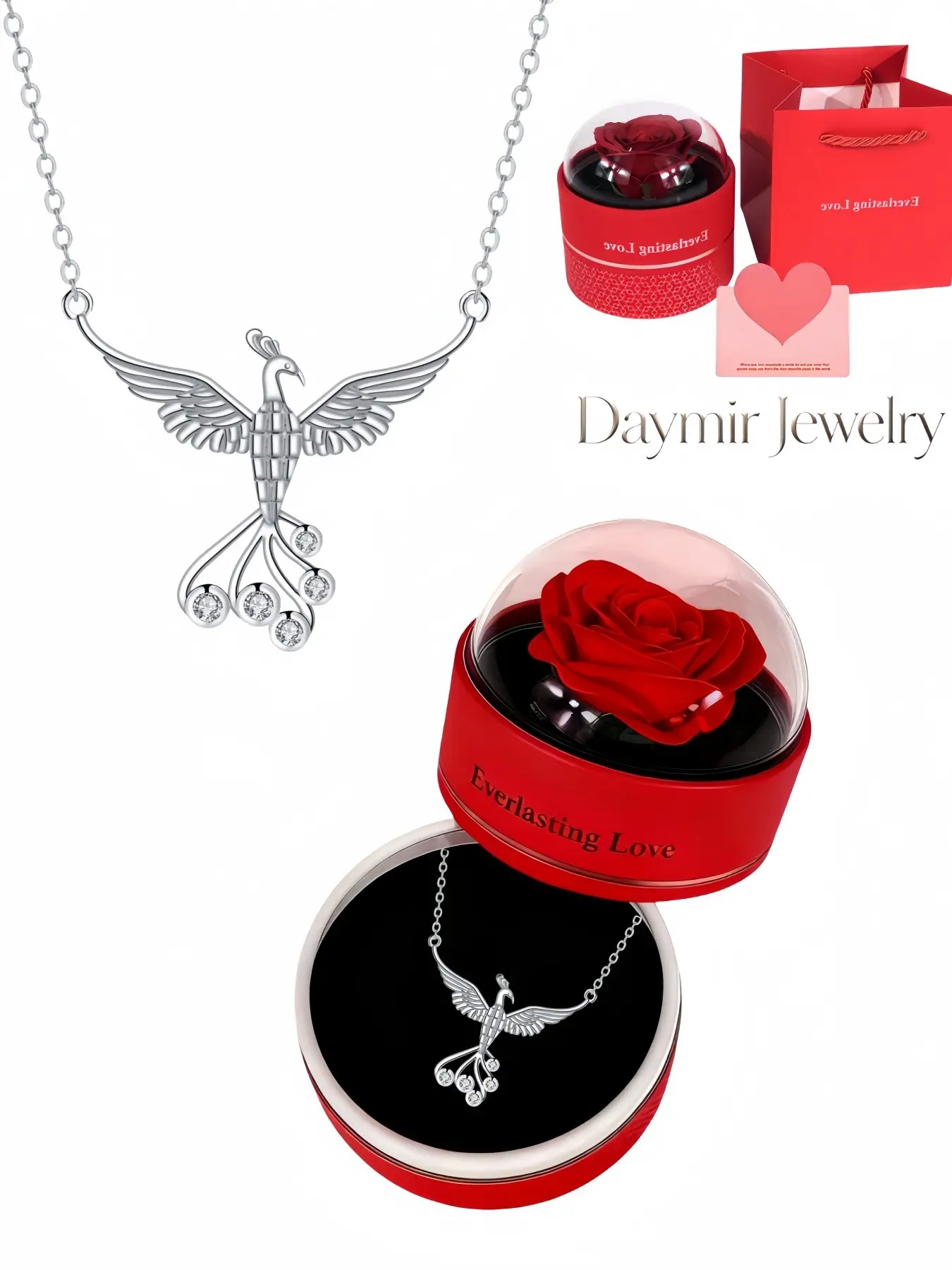 This premium versatile peacock‑shaped gem necklace has a fashionable minimalist look. It comes with a round preserved‑rose jewelry box, ideal for date‑night surprises, birthdays, Mother’s Day, Valentine’s Day and Christmas gifts.