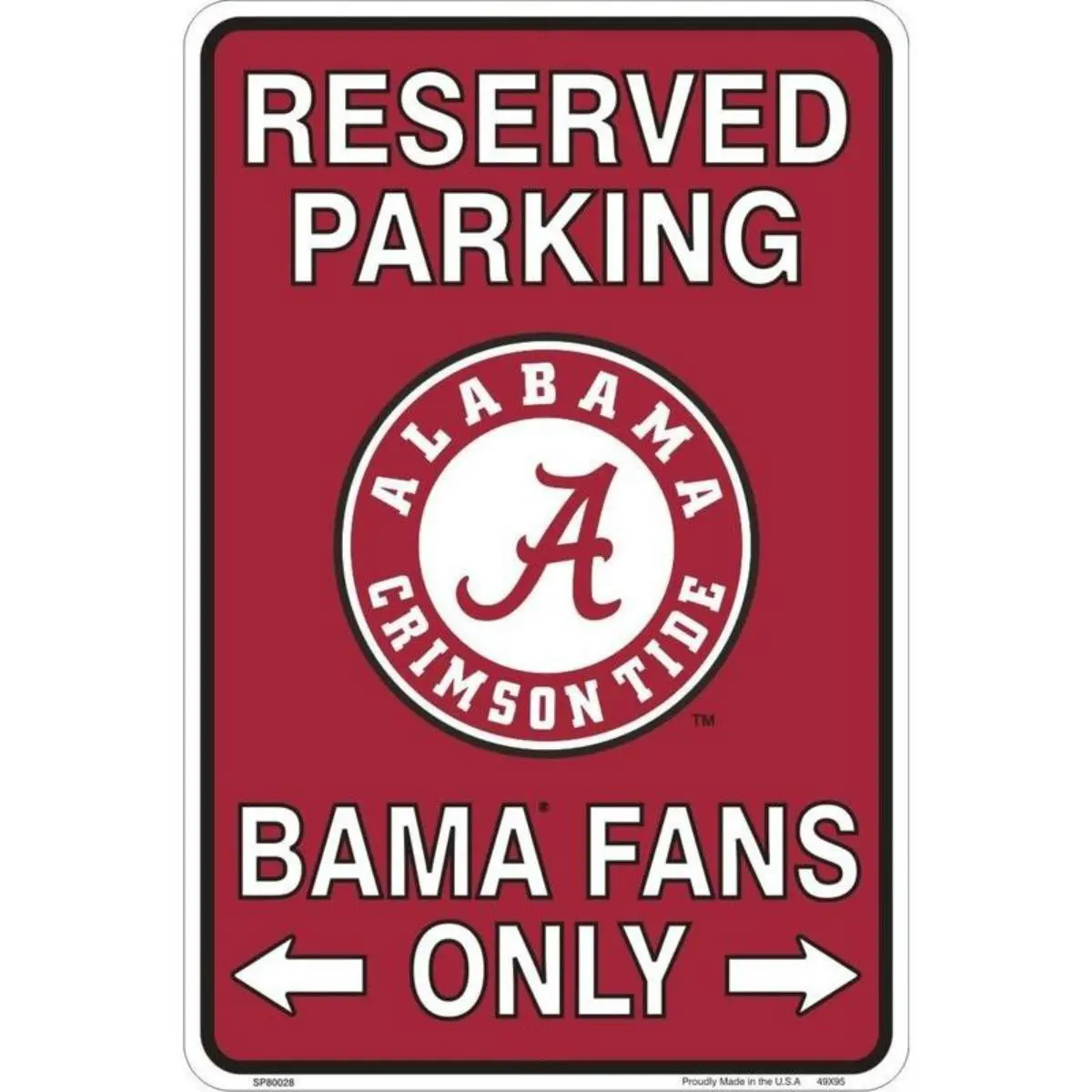 Alabama Team Fan Reserved Parking Sign, Metal Aluminum Wall Decor, Durable Identification Plaque, Perfect for Sports Enthusiasts, Metal Signs