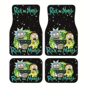 4pcs WB Rick and Morty Themed Car Floor Liners - Rick' Iconic & Morty' Face Design, Heat-Resistant Fit Auto Floor Mats Compatible for Sedans, Trucks, SUVs (Rick and Morty Fans)