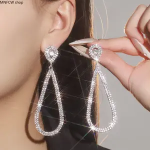 Luxury Geometric Rhinestone Statement Earrings | Long Tassel Dangle Earrings for Wedding, Bridal & Evening Party | High-End Jewelry