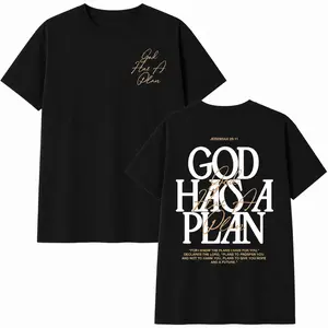 "God Has a Plan" Double-Sided Print Tee |   Christian Streetwear, Cotton Casual Top for Men & Women