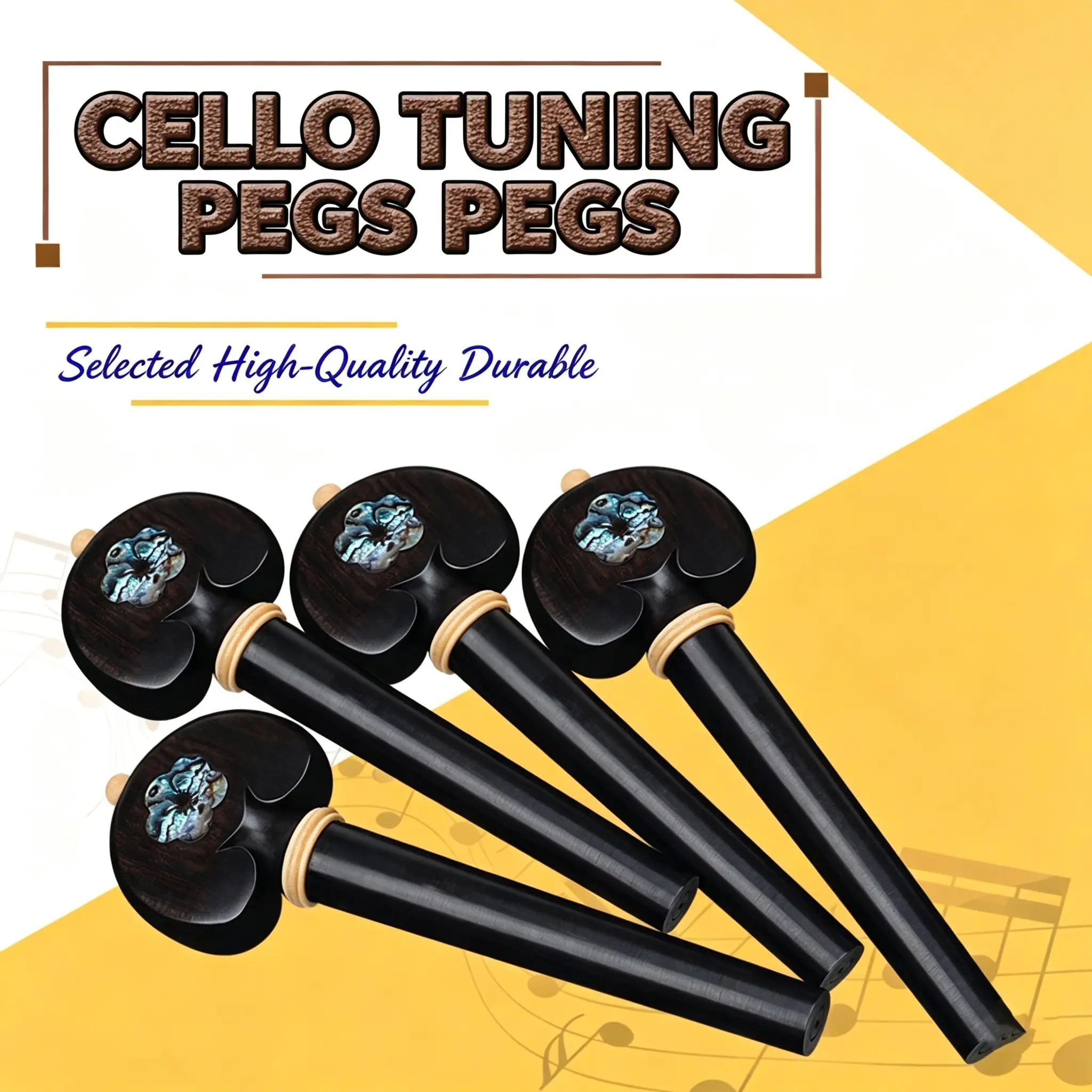 Cl-80 Handcrafted Violin Tuning Peg, Solid Ebony Shaft with Natural Oyster Shell Inlay, Smooth Rotation, Durable Wood Construction