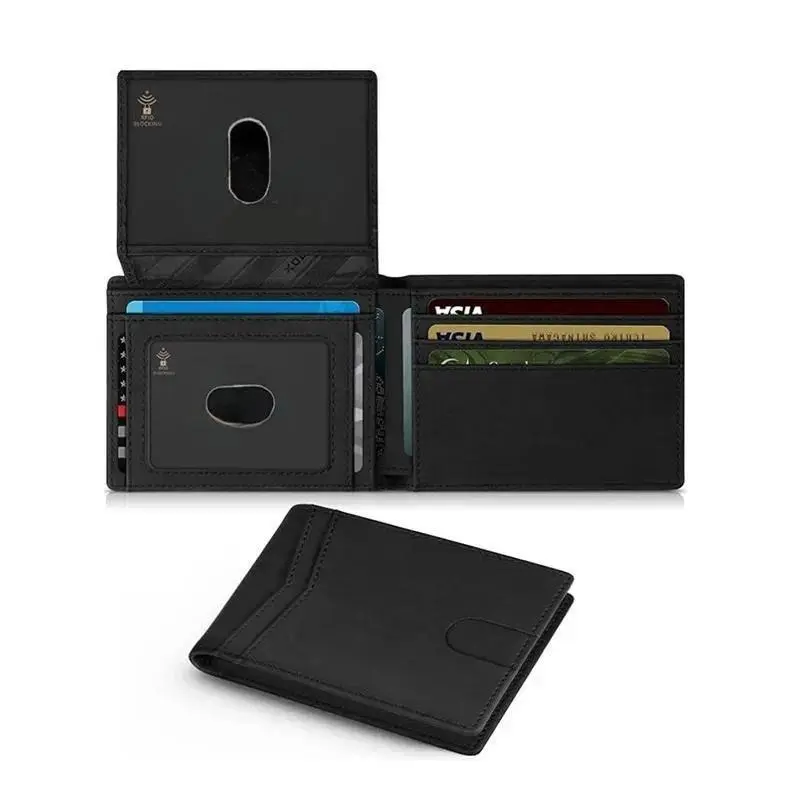 Men's Bifold Leather Wallet with Carbon Fiber Accent, RFID Secure, Ultra Thin, Multi-Card Slots, ID Window, Ethnic Style, Secure Storage for Sports Use, Men's Accessories