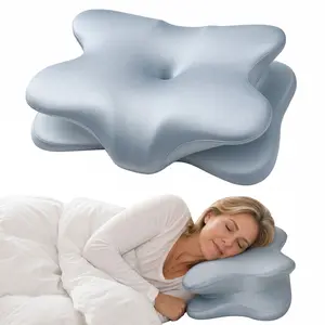 100% Memory Foam Pillow, Butterfly-Shaped Zero-Pressure Neck Support with Ice-Silk Soft Touch and Zoned Support for Better Sleep; Side Sleeping Without Shoulder Pressure, Slow-Recovery Stress-Relief Cervical Pillow with Breathable Cool Fabric, Suitable fo