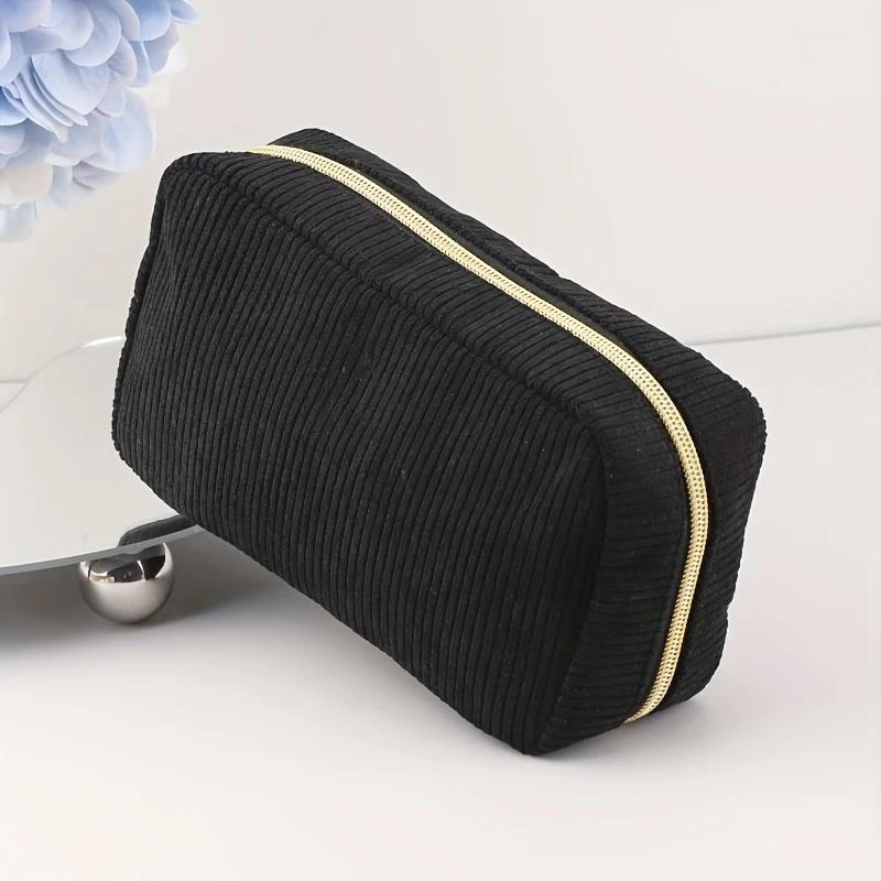 Large Capacity Cosmetic Organizer Bag, Fashion Flannel Storage Pouch, Portable Travel Case, Ideal for Stationery, Cosmetics, Chargers, Gifts