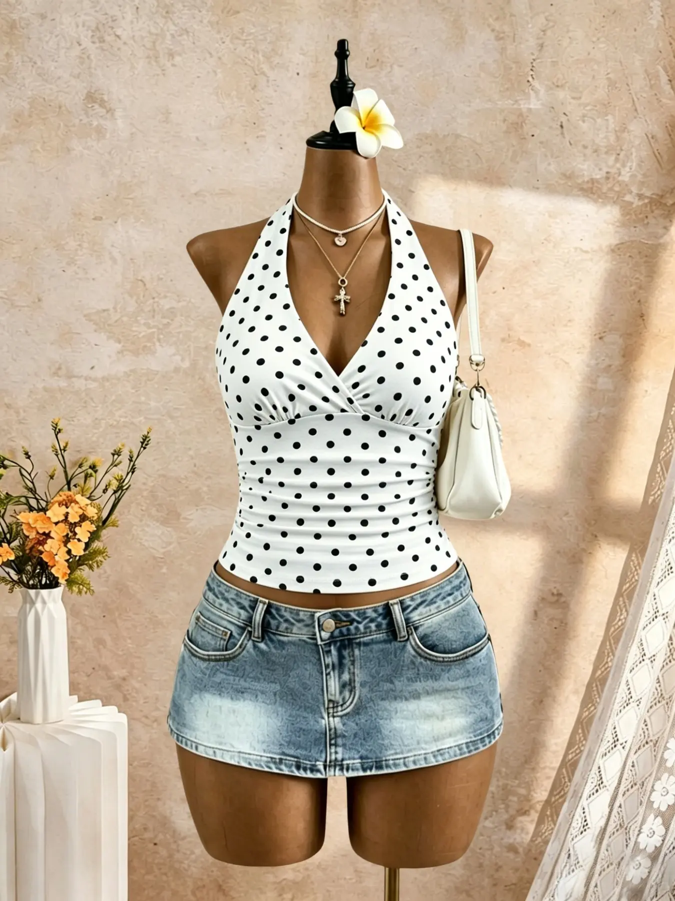 Y2K Retro Sleeveless Halter Top for Women, Back Tie Butterfly Knot Waist Cinch V-Neck Basic Shirt, Summer Street Style Blouse, Casual Sleeveless Tops