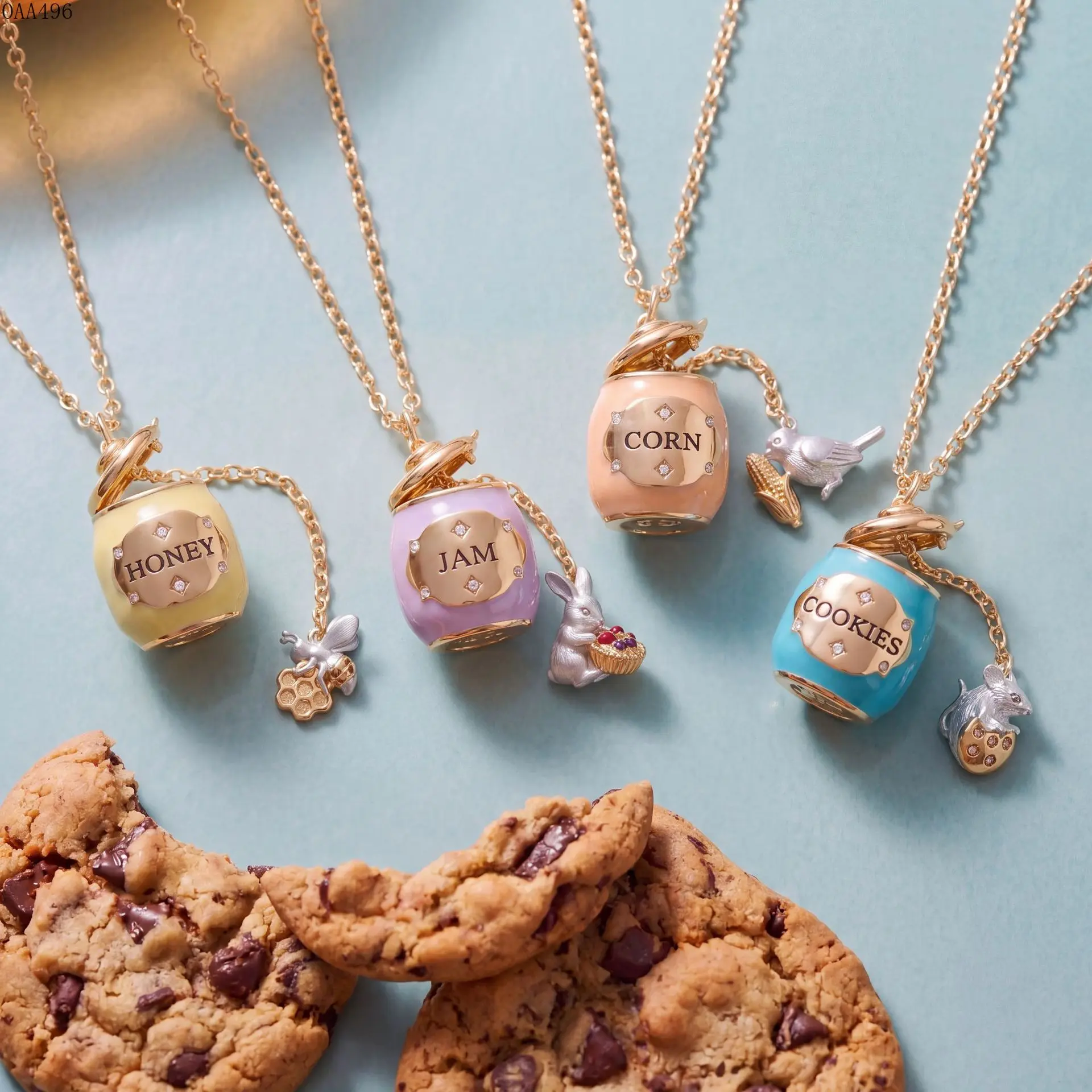 Women's Mini Food Charm Necklace Gold Plated Titanium Steel Chain Openable Locket Pendant Cute Popcorn Fries Dessert Charms for Daily Wear and Gifting