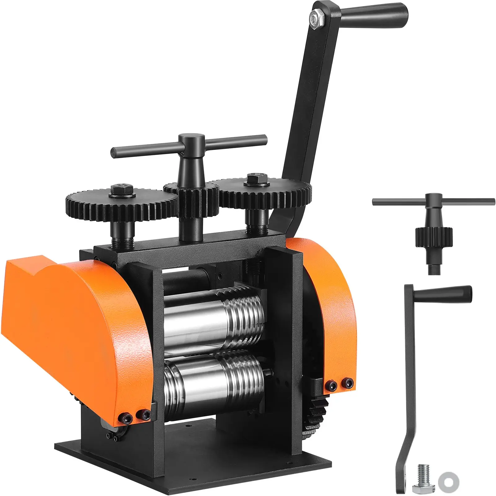 Jewelry Rolling Mill Machine for Jewelry Makers, 1.77in/45mm Roll Width, 1:2.4 Gear Ratio, 3-in-1 Multi-Function, 0-6mm Press Thickness, Sheet Rolling, Square Wire & Semicircle Wire Forming