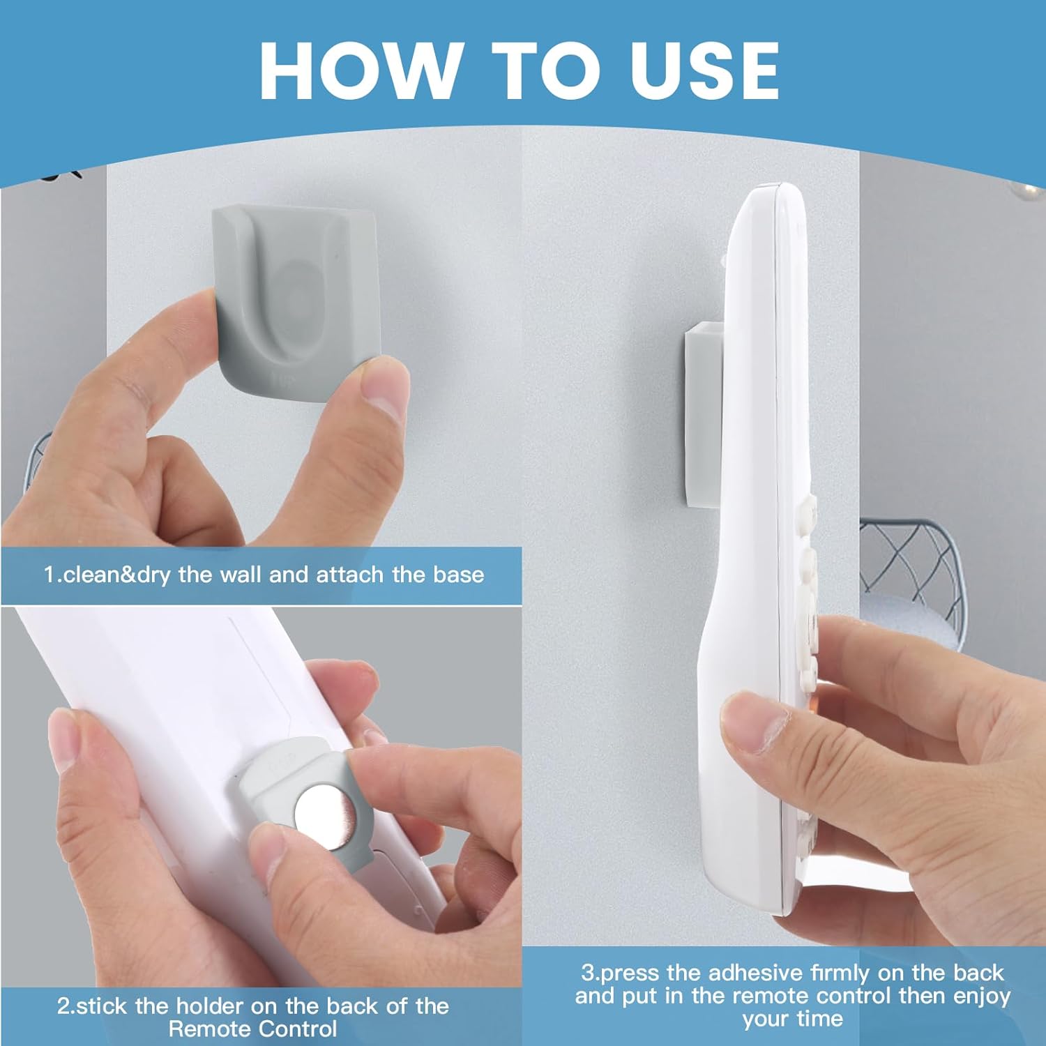 Magnetic Remote Control Holder, 1/2/4/6 Counts Wall Mounted Remote Control Storage Hook, Punch Free Self Adhesive Hook for Home Office Dormitory